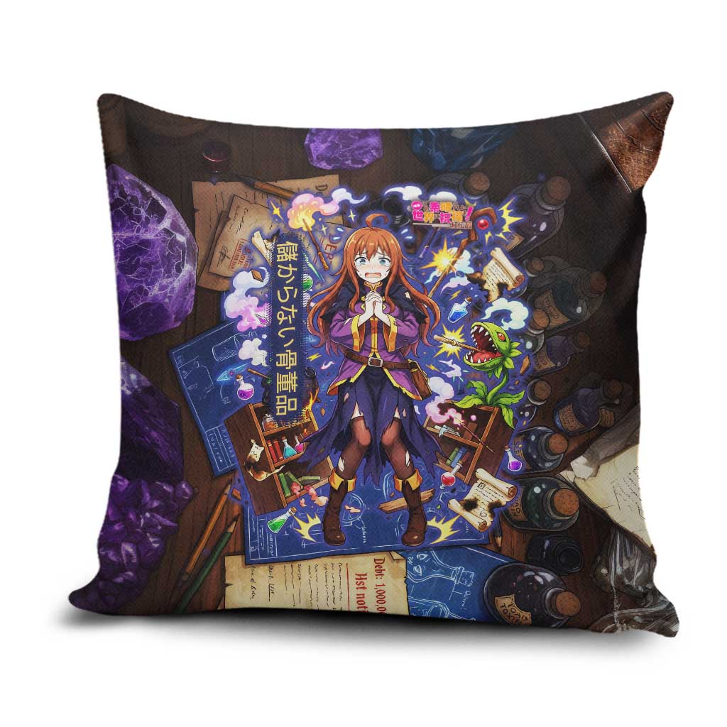 Wiz Magic Shop Pillow Cover Alchemical Fantasy Blueprint Style