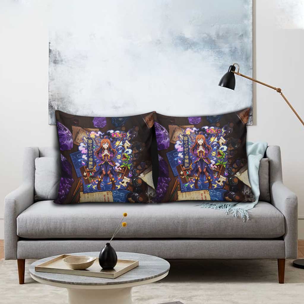 Wiz Magic Shop Pillow Cover Alchemical Fantasy Blueprint Style