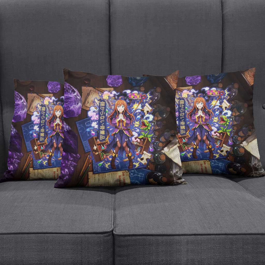 Wiz Magic Shop Pillow Cover Alchemical Fantasy Blueprint Style