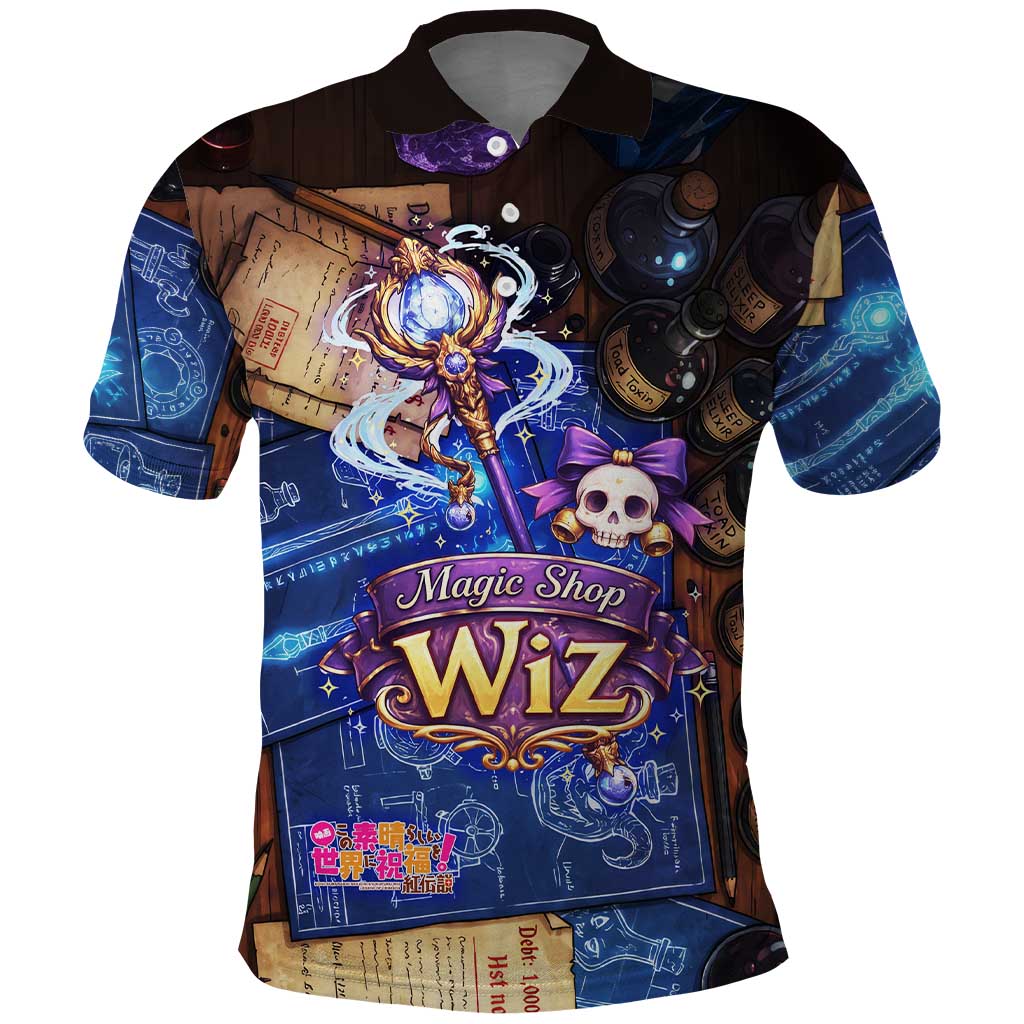 Wiz Magic Shop Polo Shirt Alchemical Fantasy Blueprint Style