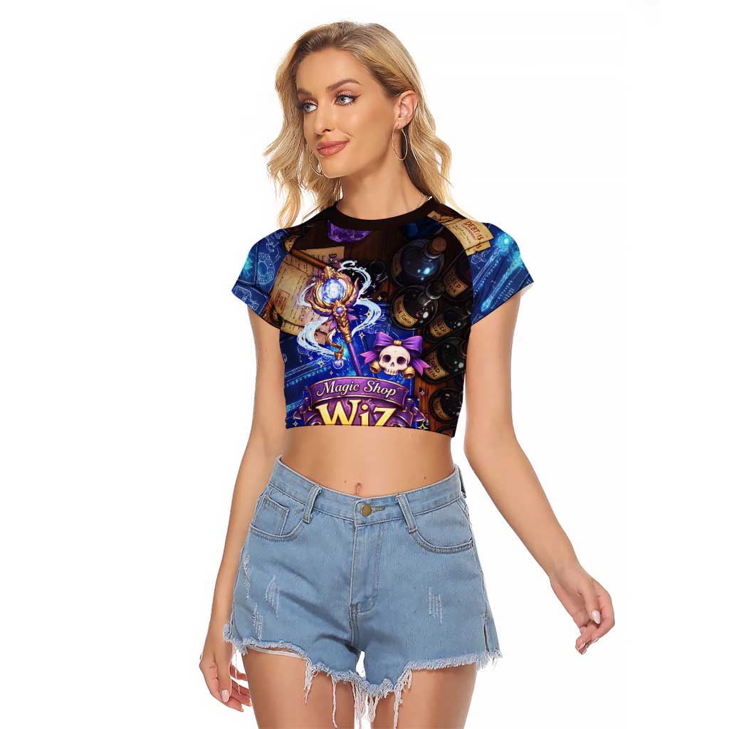 Wiz Magic Shop Raglan Cropped T Shirt Alchemical Fantasy Blueprint Style