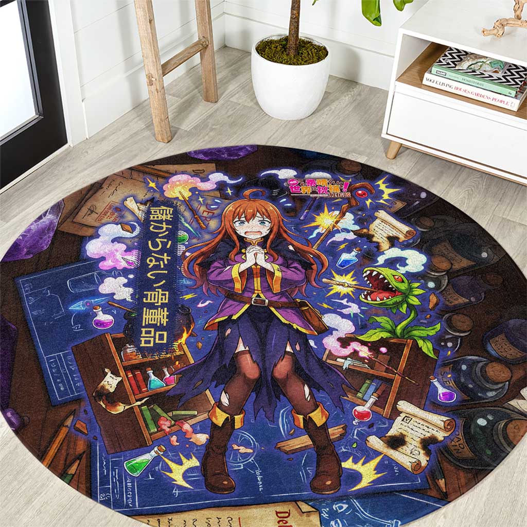 Wiz Magic Shop Round Carpet Alchemical Fantasy Blueprint Style