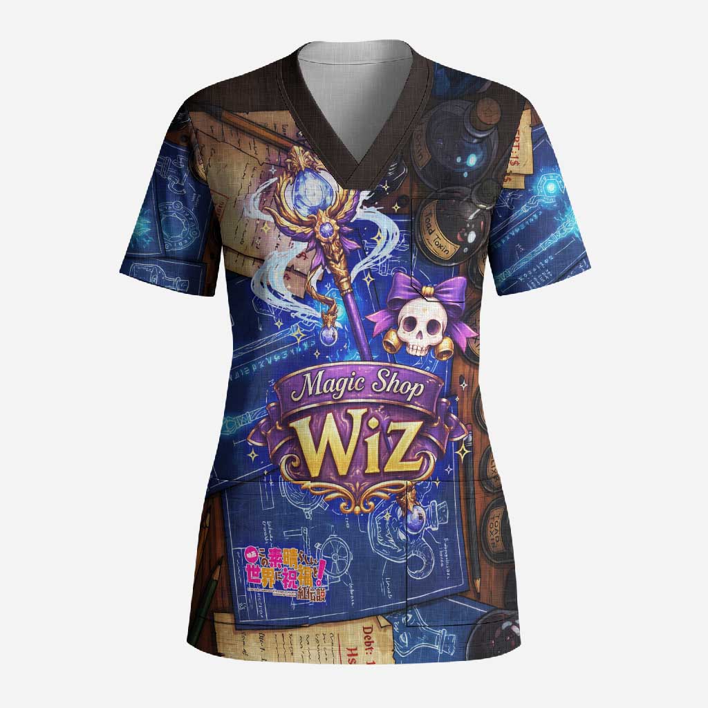 Wiz Magic Shop Scrub Top Alchemical Fantasy Blueprint Style