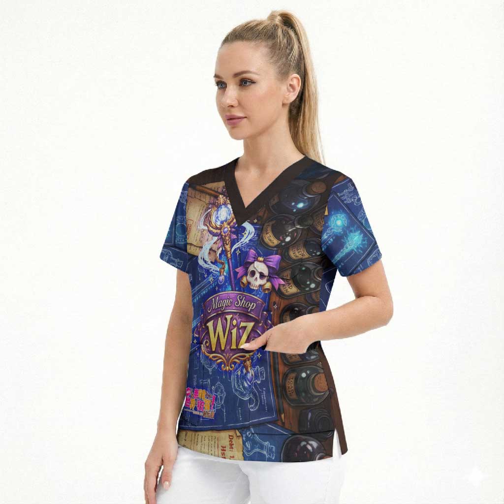 Wiz Magic Shop Scrub Top Alchemical Fantasy Blueprint Style