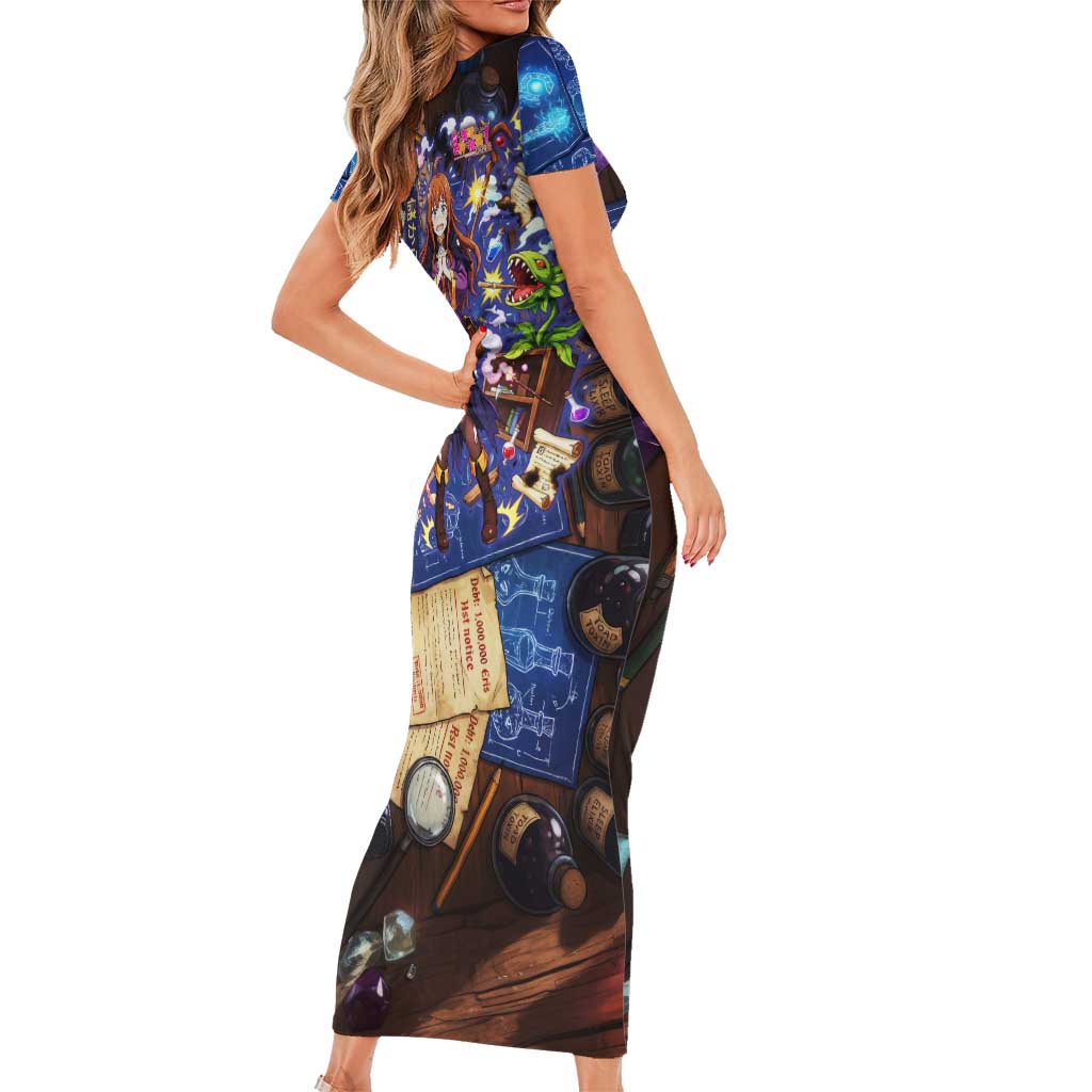 Wiz Magic Shop Short Sleeve Bodycon Dress Alchemical Fantasy Blueprint Style