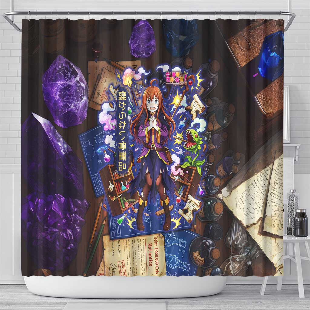 Wiz Magic Shop Shower Curtain Alchemical Fantasy Blueprint Style