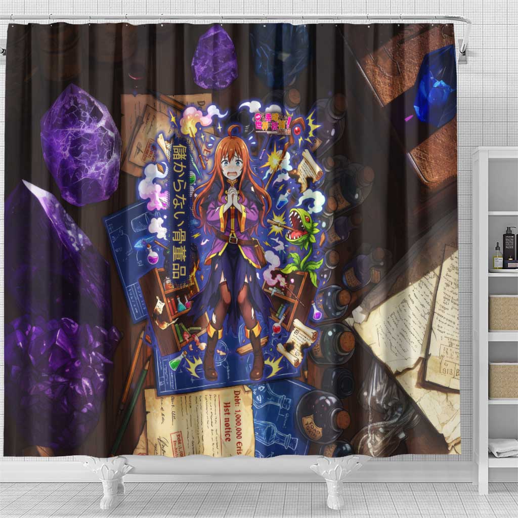 Wiz Magic Shop Shower Curtain Alchemical Fantasy Blueprint Style