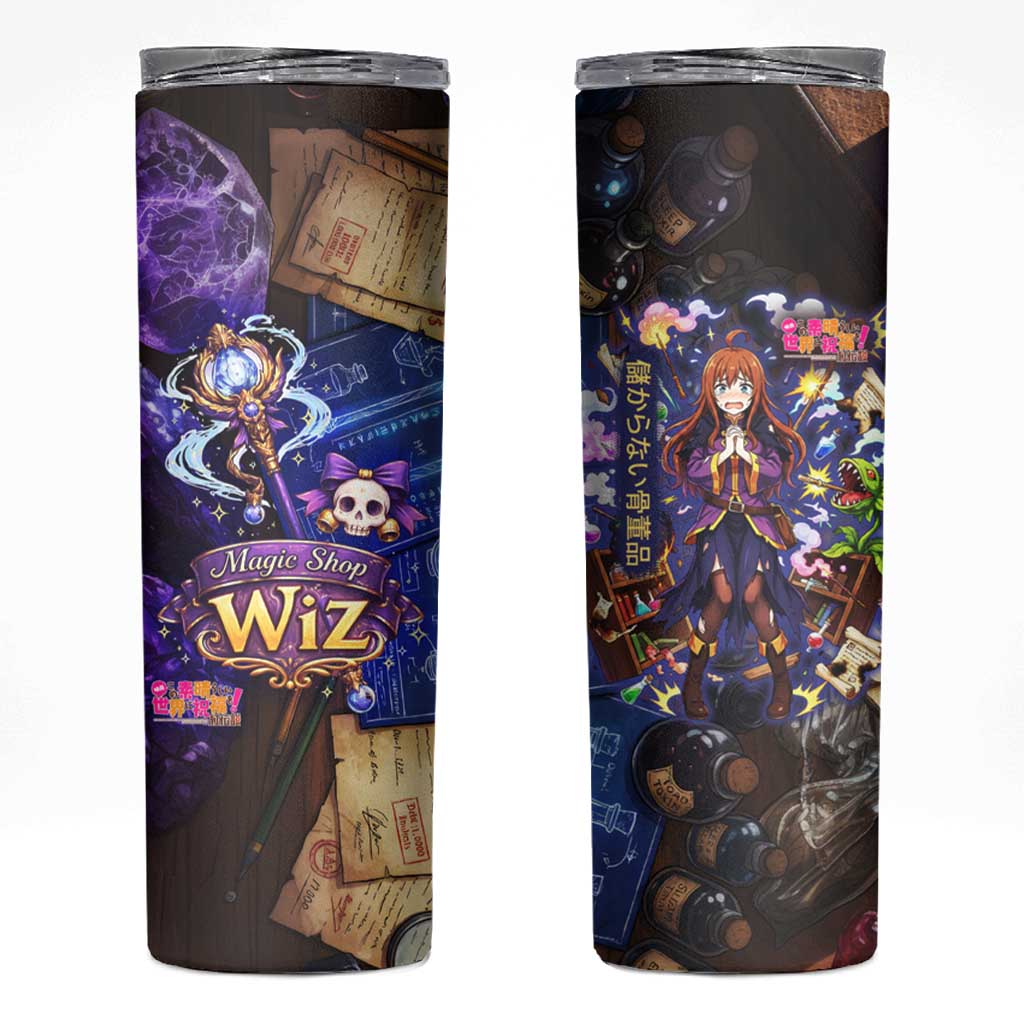 Wiz Magic Shop Skinny Tumbler Alchemical Fantasy Blueprint Style
