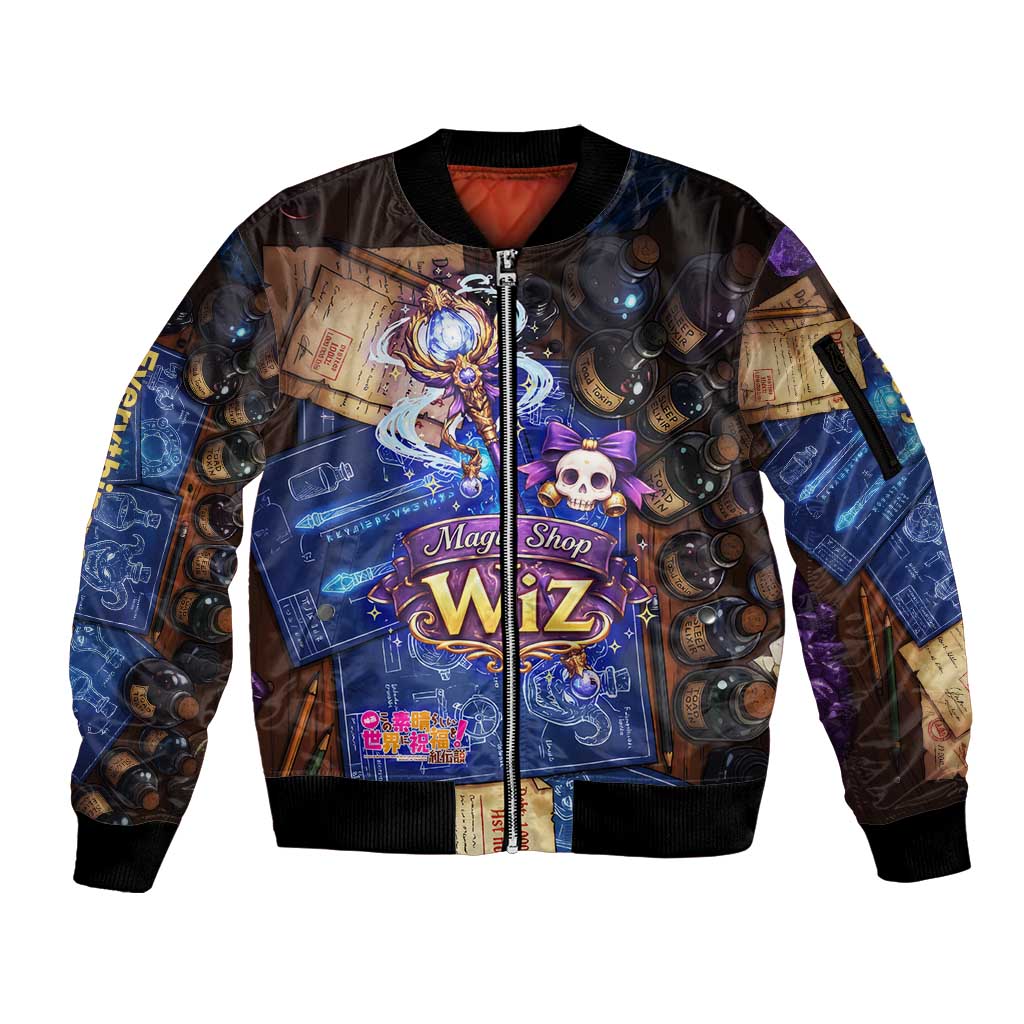 Wiz Magic Shop Sleeve Zip Bomber Jacket Alchemical Fantasy Blueprint Style