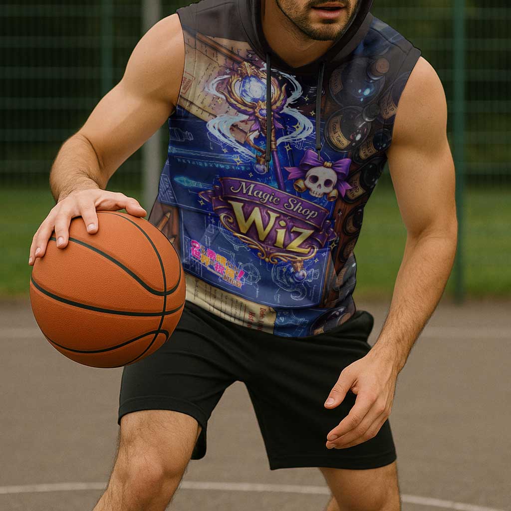 Wiz Magic Shop Sleeveless Hoodie Alchemical Fantasy Blueprint Style