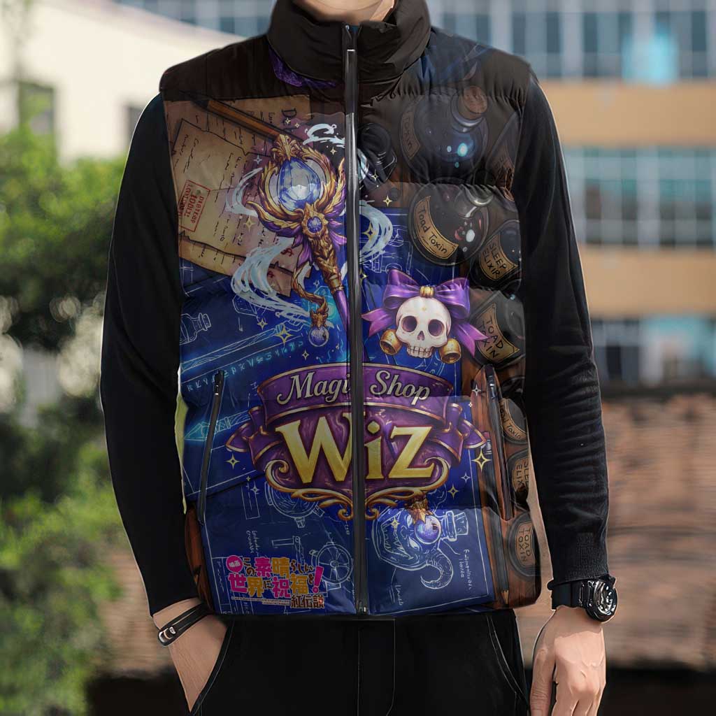 Wiz Magic Shop Sleeveless Puffer Jacket Alchemical Fantasy Blueprint Style