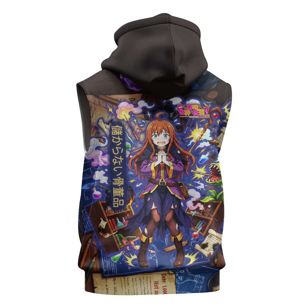 Wiz Magic Shop Sleeveless Zip Hoodie Alchemical Fantasy Blueprint Style