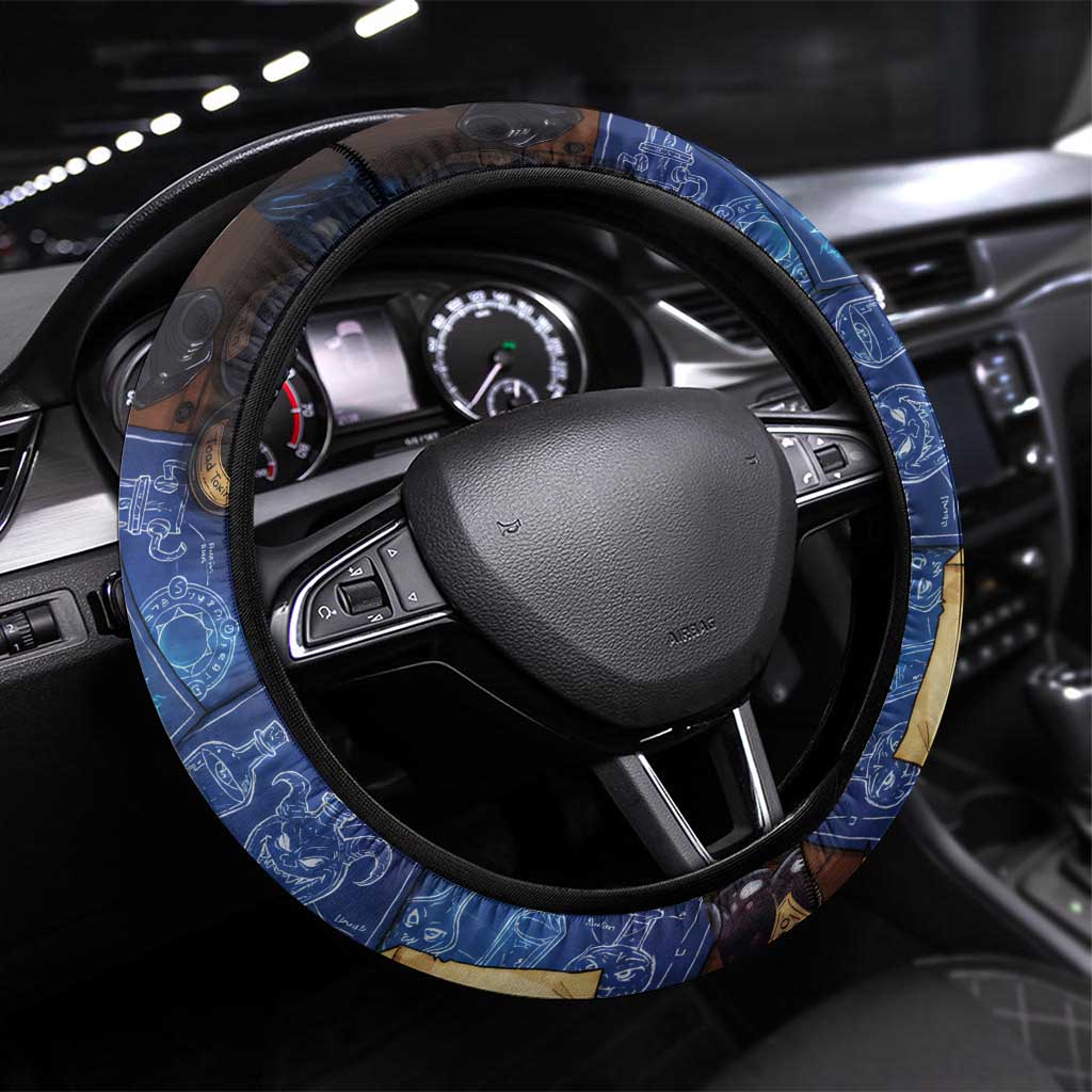 Wiz Magic Shop Steering Wheel Cover Alchemical Fantasy Blueprint Style