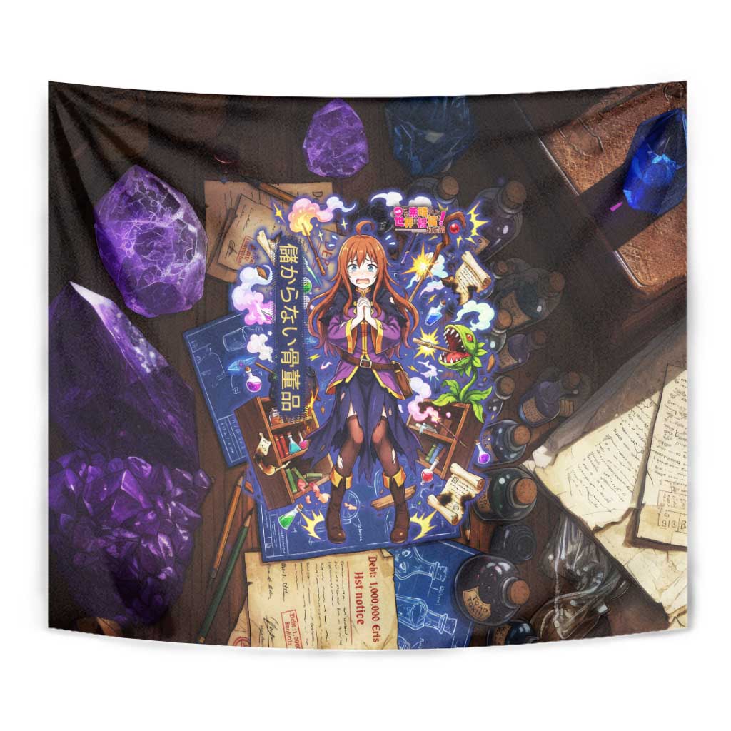 Wiz Magic Shop Tapestry Alchemical Fantasy Blueprint Style
