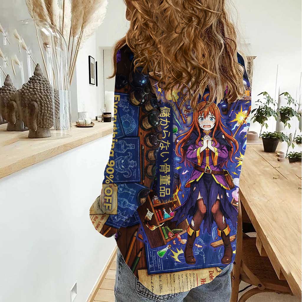 Wiz Magic Shop Women Casual Shirt Alchemical Fantasy Blueprint Style