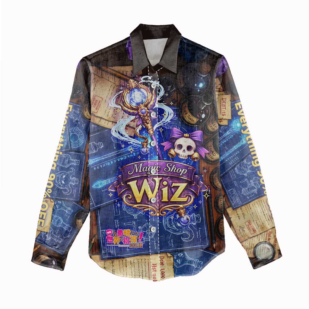 Wiz Magic Shop Women Casual Shirt Alchemical Fantasy Blueprint Style
