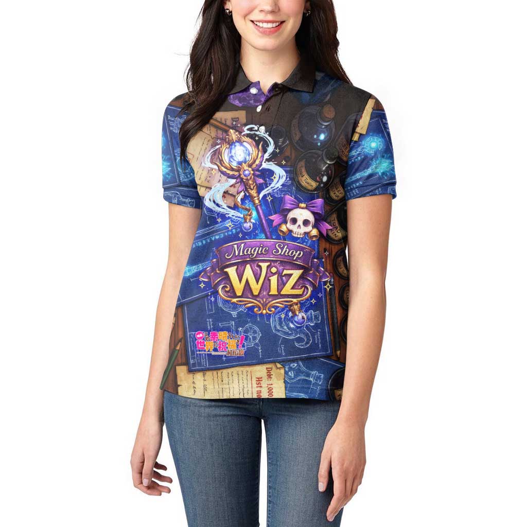 Wiz Magic Shop Women Polo Shirt Alchemical Fantasy Blueprint Style