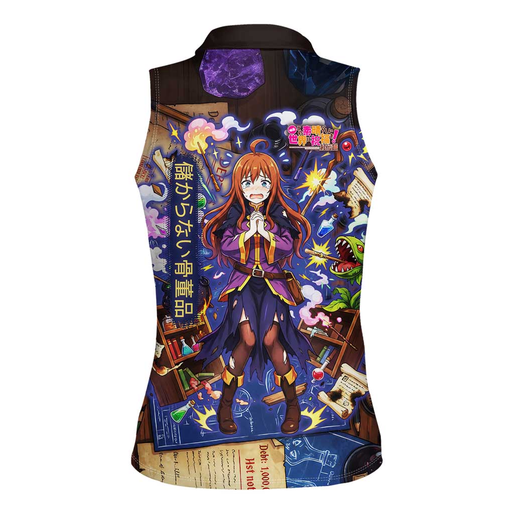 Wiz Magic Shop Women Sleeveless Polo Shirt Alchemical Fantasy Blueprint Style