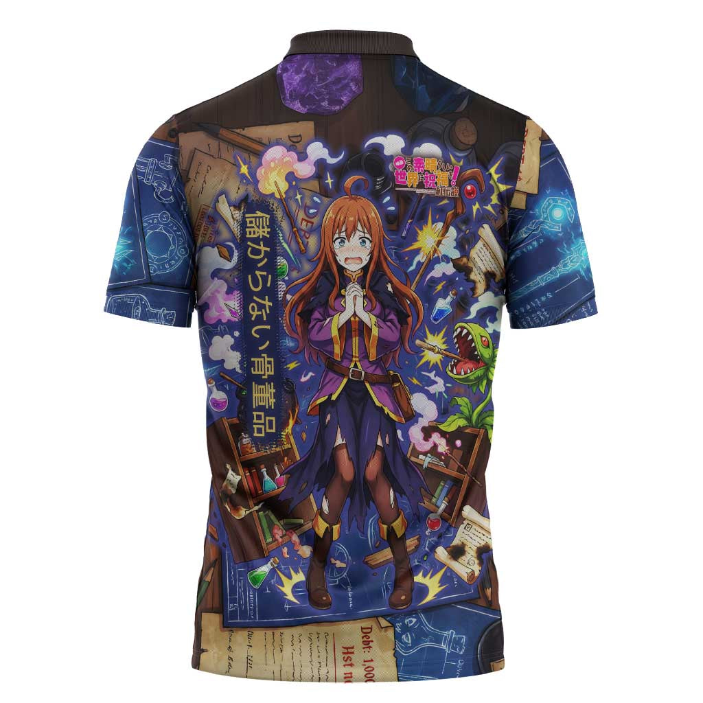 Wiz Magic Shop Zipper Polo Shirt Alchemical Fantasy Blueprint Style