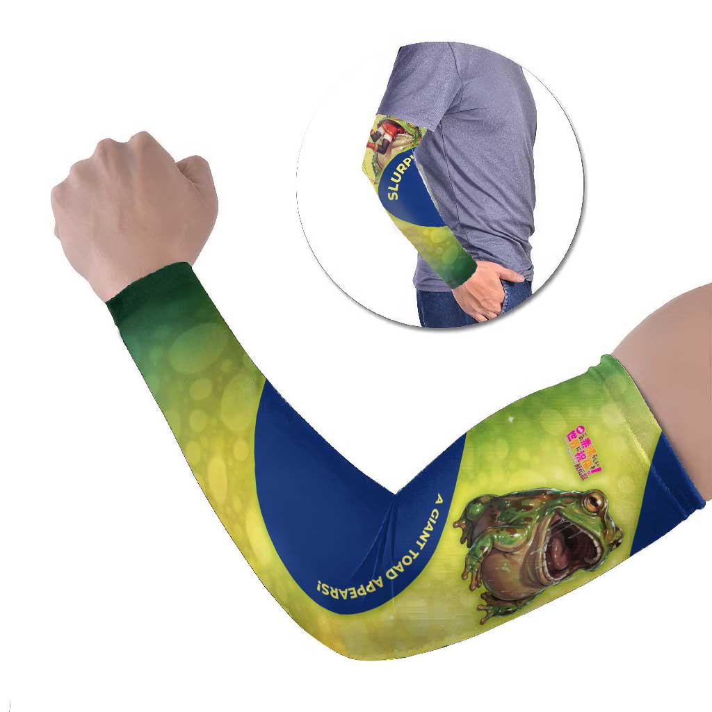 Giant Toad Encounter Arm Sleeves Comedic Fantasy Creature Art Style