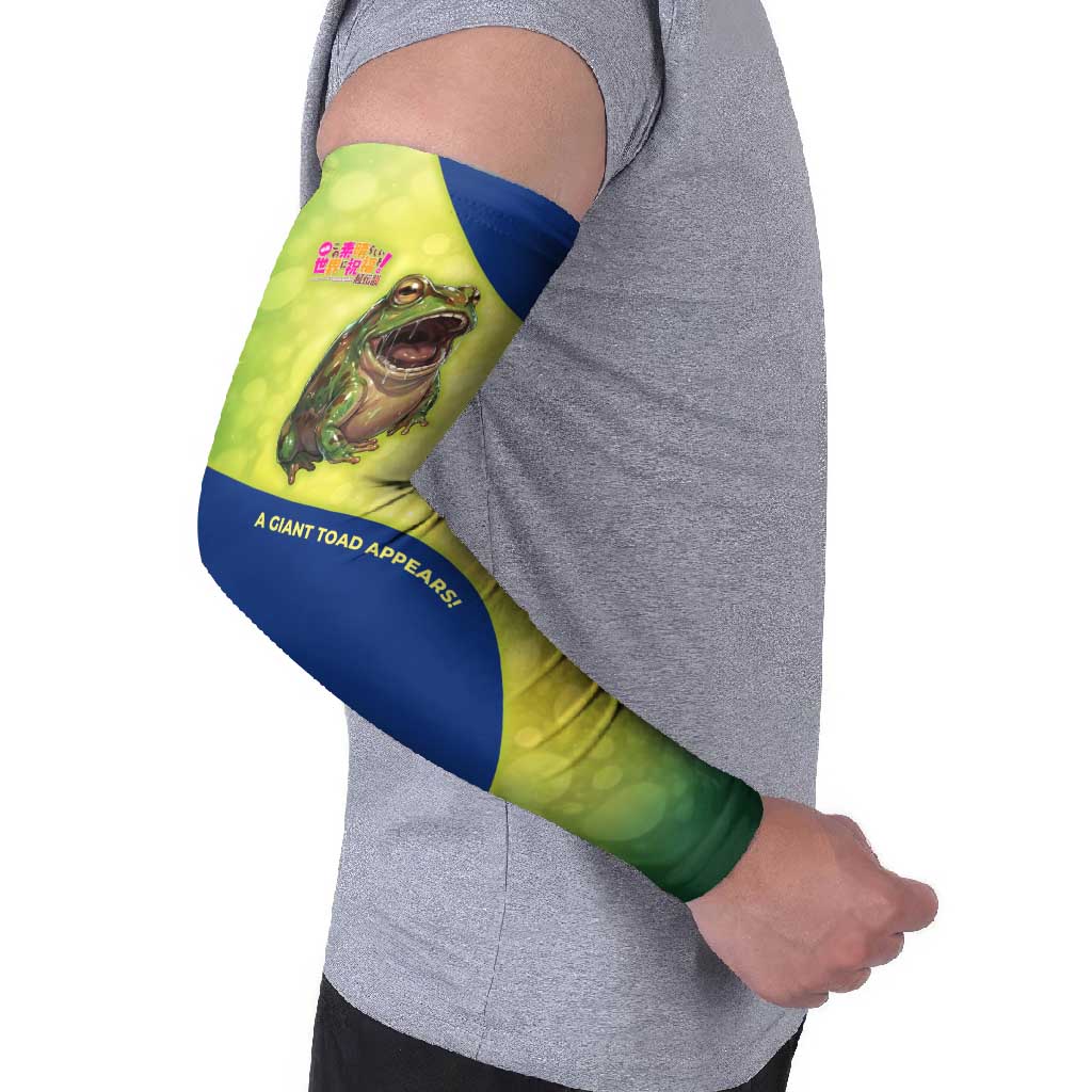Giant Toad Encounter Arm Sleeves Comedic Fantasy Creature Art Style