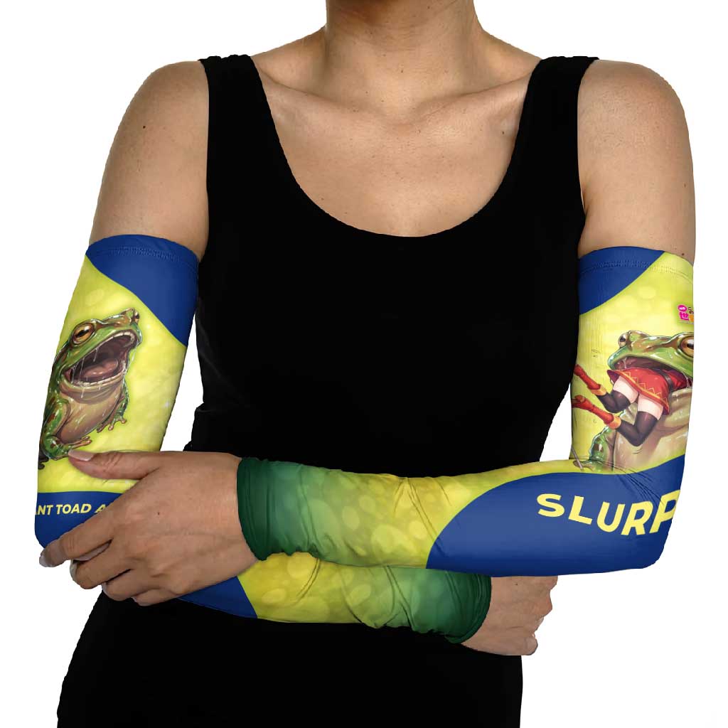 Giant Toad Encounter Arm Sleeves Comedic Fantasy Creature Art Style