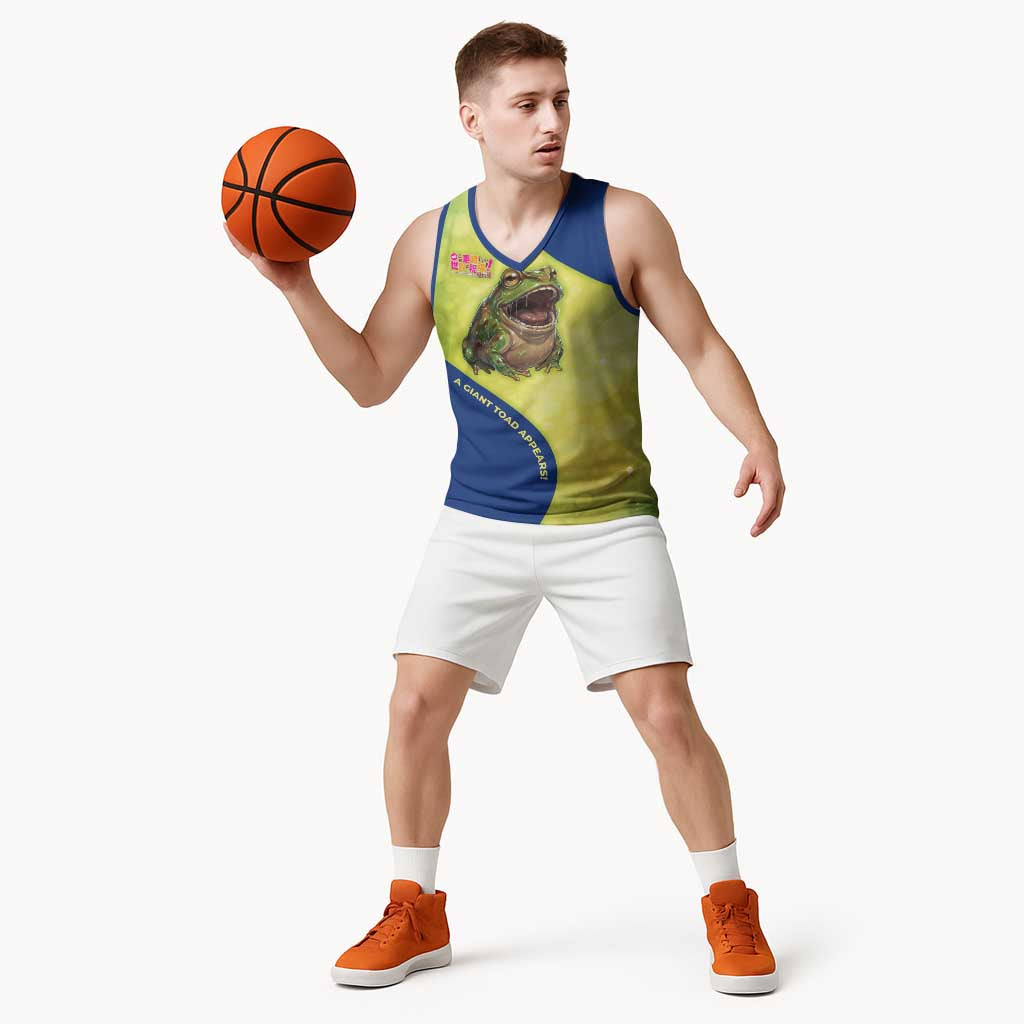 Giant Toad Encounter Basketball Jersey Comedic Fantasy Creature Art Style