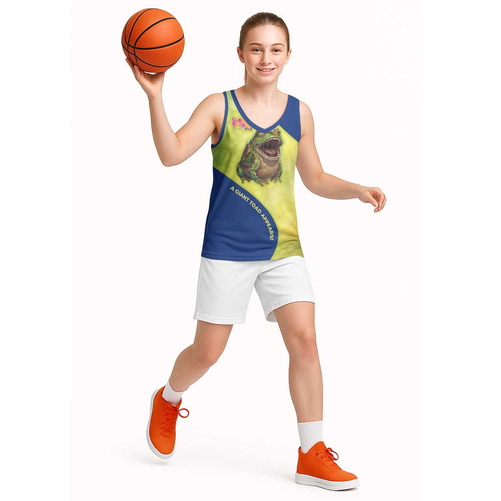 Giant Toad Encounter Basketball Jersey Comedic Fantasy Creature Art Style