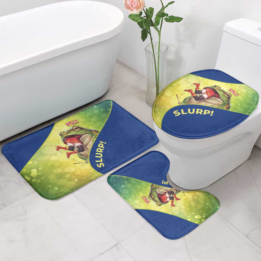 Giant Toad Encounter Bathroom Set Comedic Fantasy Creature Art Style
