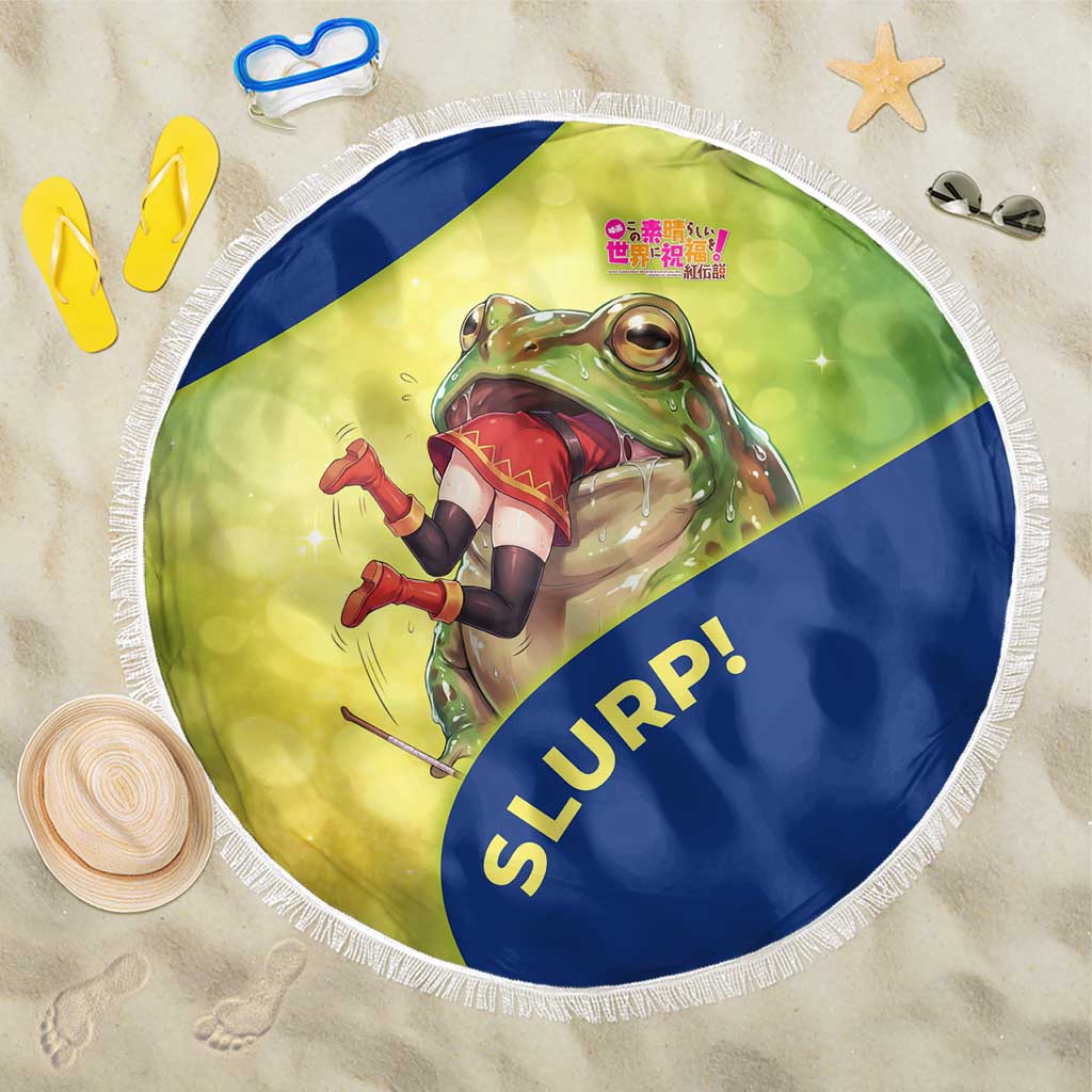 Giant Toad Encounter Beach Blanket Comedic Fantasy Creature Art Style