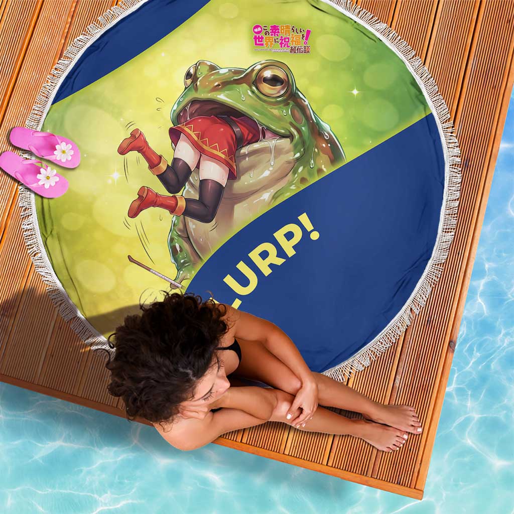 Giant Toad Encounter Beach Blanket Comedic Fantasy Creature Art Style