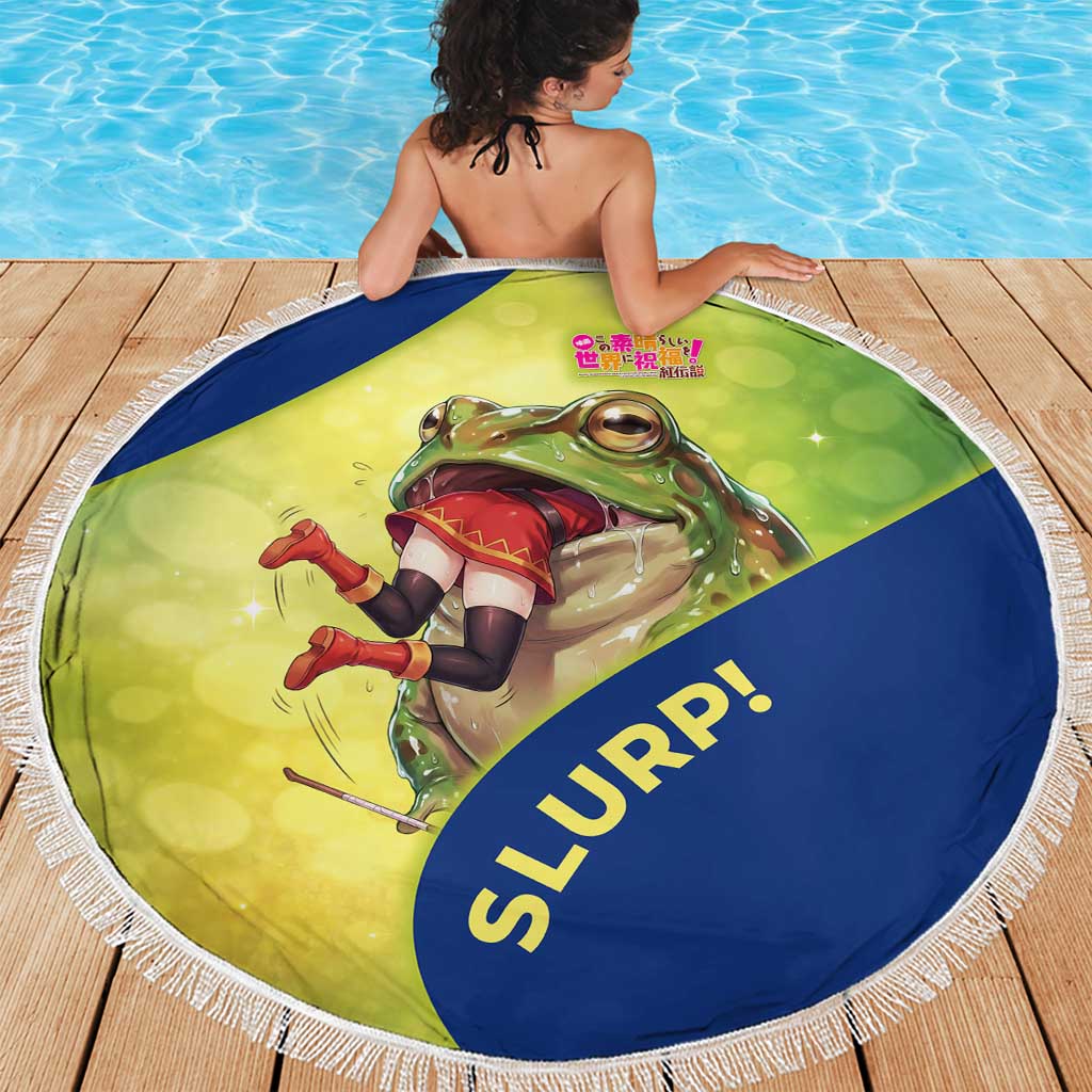 Giant Toad Encounter Beach Blanket Comedic Fantasy Creature Art Style