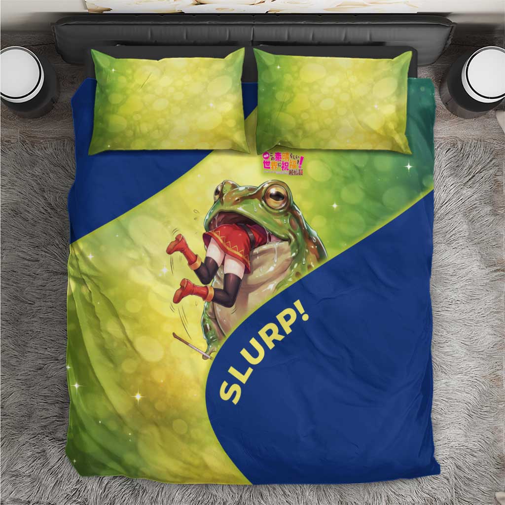 Giant Toad Encounter Bedding Set Comedic Fantasy Creature Art Style