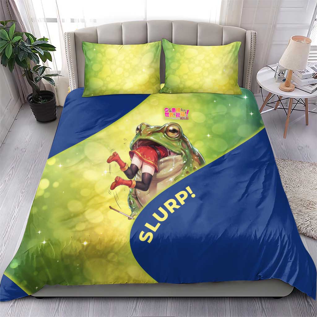Giant Toad Encounter Bedding Set Comedic Fantasy Creature Art Style