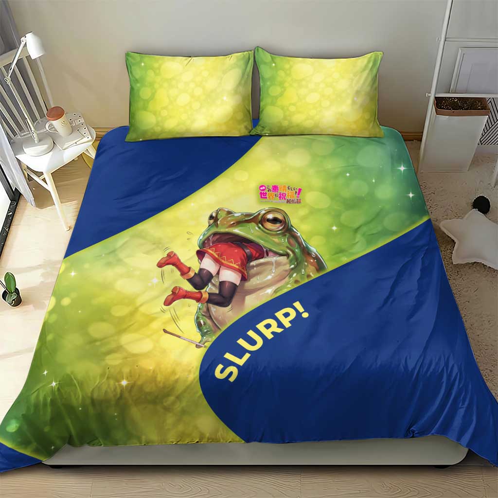 Giant Toad Encounter Bedding Set Comedic Fantasy Creature Art Style