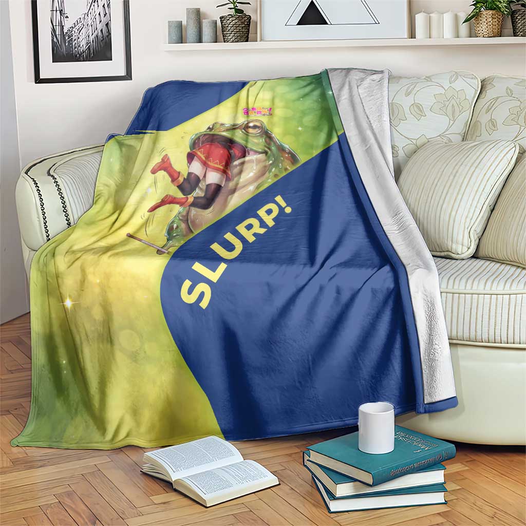 Giant Toad Encounter Blanket Comedic Fantasy Creature Art Style
