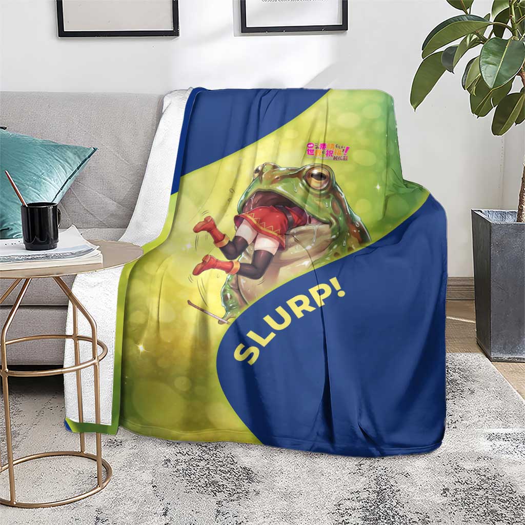 Giant Toad Encounter Blanket Comedic Fantasy Creature Art Style