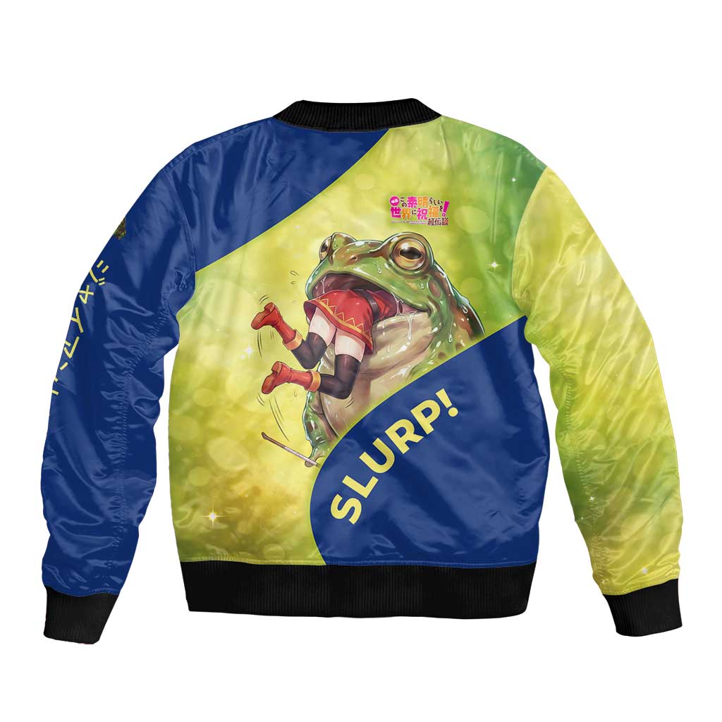 Giant Toad Encounter Bomber Jacket Comedic Fantasy Creature Art Style