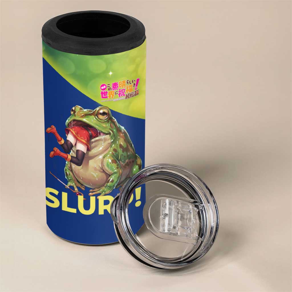 Giant Toad Encounter 4 in 1 Can Cooler Tumbler Comedic Fantasy Creature Art Style