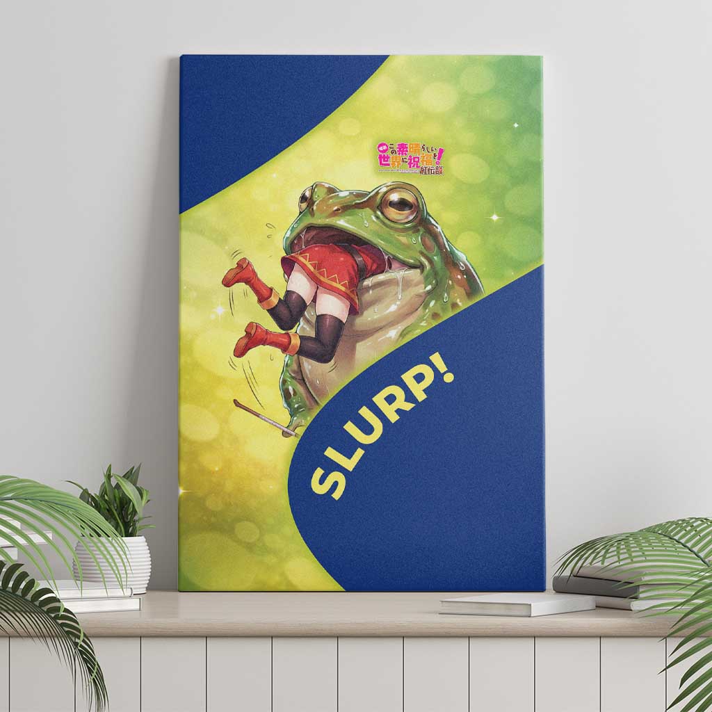 Giant Toad Encounter Canvas Wall Art Comedic Fantasy Creature Art Style