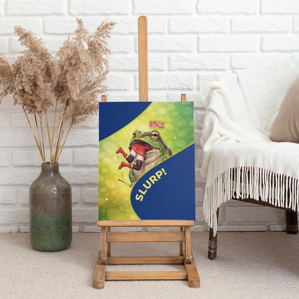 Giant Toad Encounter Canvas Wall Art Comedic Fantasy Creature Art Style