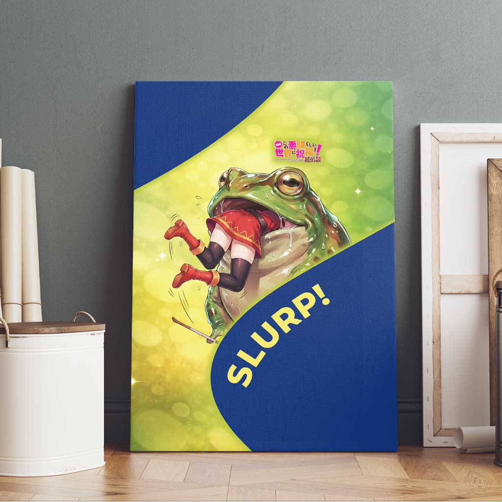 Giant Toad Encounter Canvas Wall Art Comedic Fantasy Creature Art Style