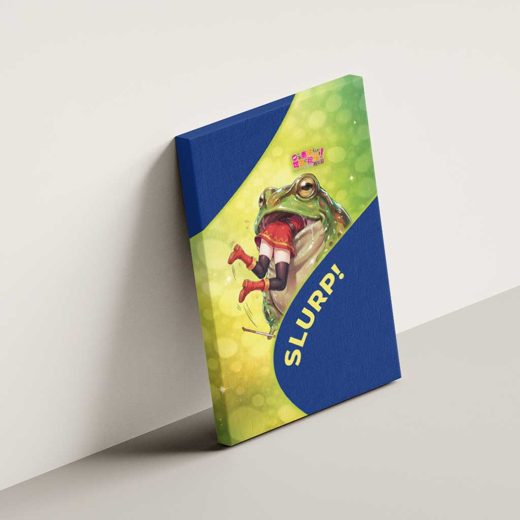 Giant Toad Encounter Canvas Wall Art Comedic Fantasy Creature Art Style