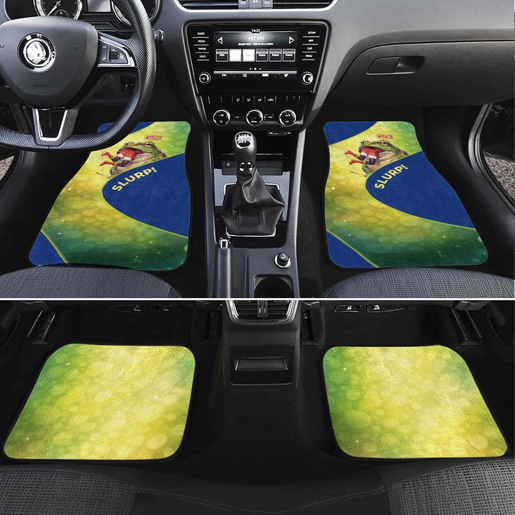Giant Toad Encounter Car Mats Comedic Fantasy Creature Art Style