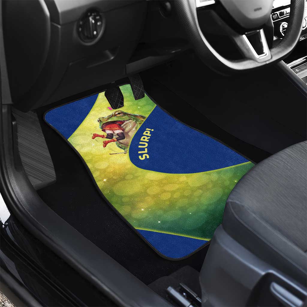 Giant Toad Encounter Car Mats Comedic Fantasy Creature Art Style