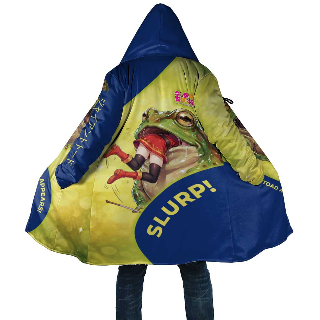 Giant Toad Encounter Cloak Comedic Fantasy Creature Art Style