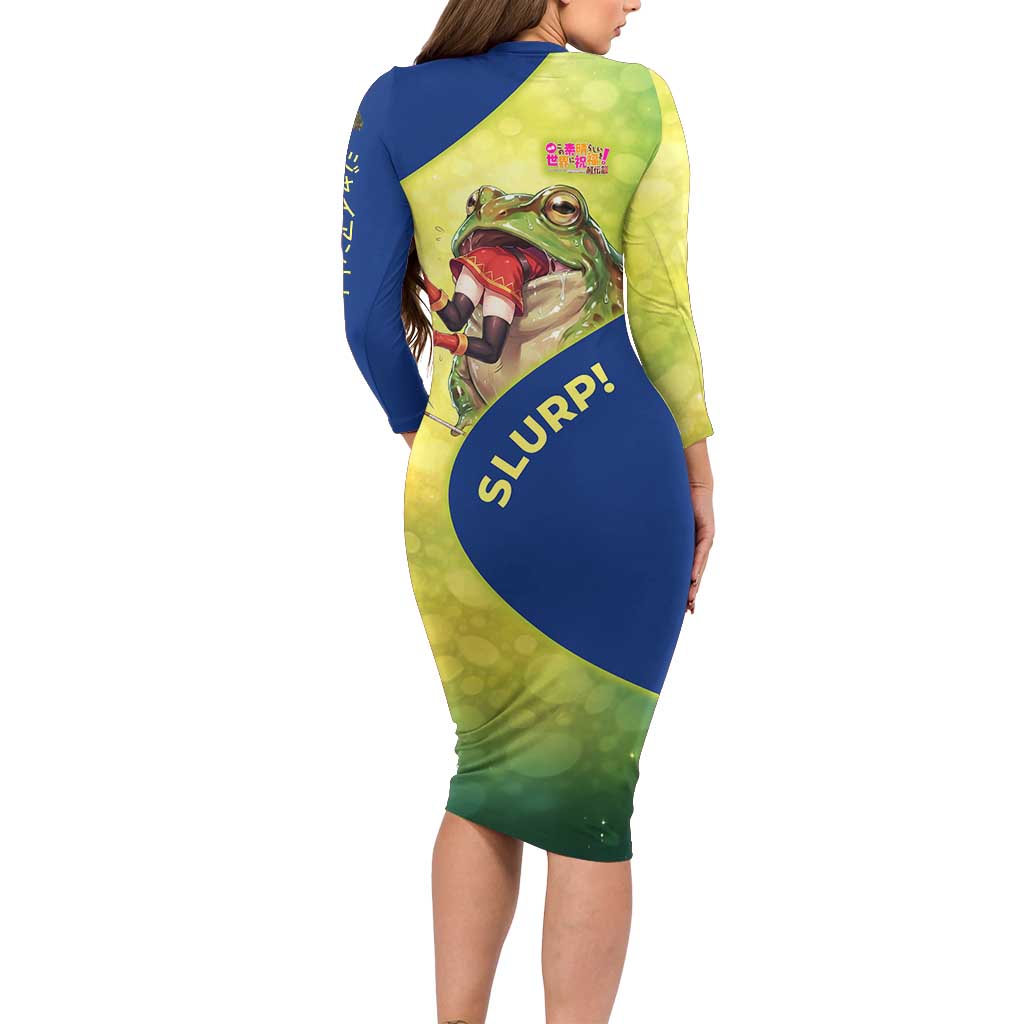 Giant Toad Encounter Family Matching Long Sleeve Bodycon Dress and Hawaiian Shirt Comedic Fantasy Creature Art Style