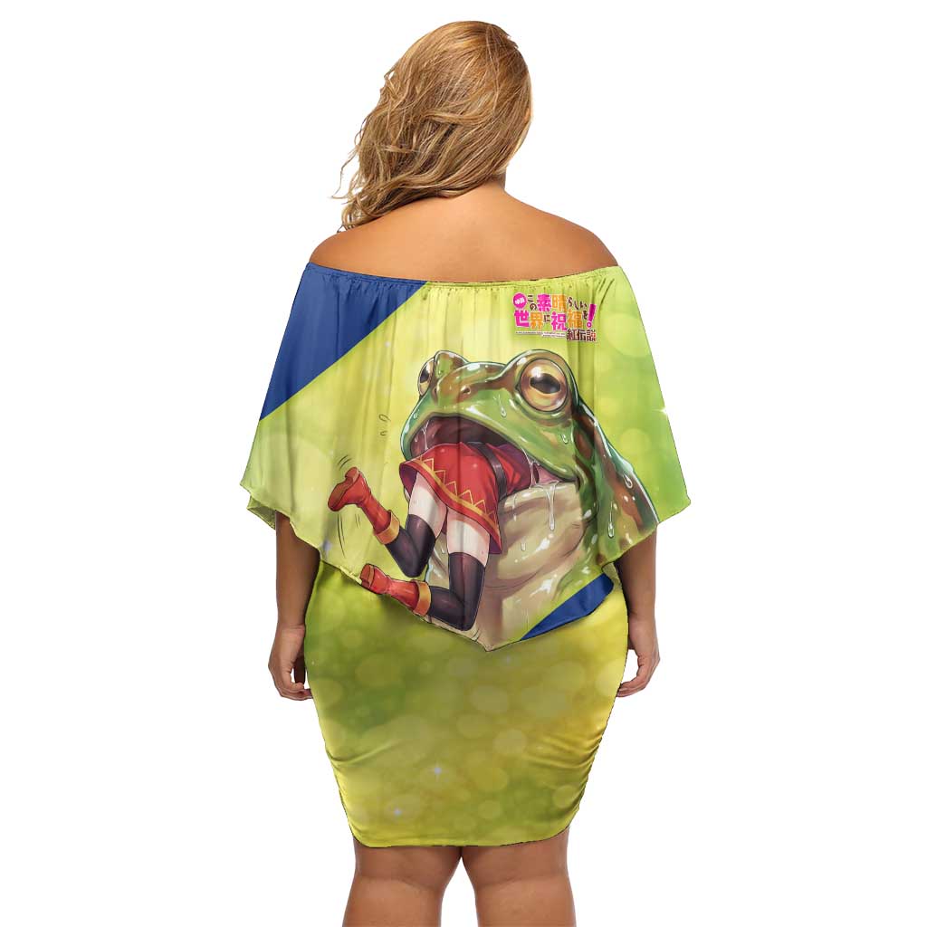 Giant Toad Encounter Family Matching Off Shoulder Short Dress and Hawaiian Shirt Comedic Fantasy Creature Art Style