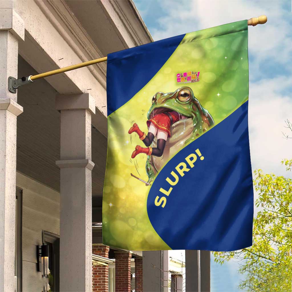 Giant Toad Encounter Garden Flag Comedic Fantasy Creature Art Style