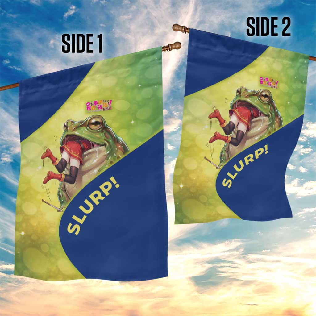 Giant Toad Encounter Garden Flag Comedic Fantasy Creature Art Style